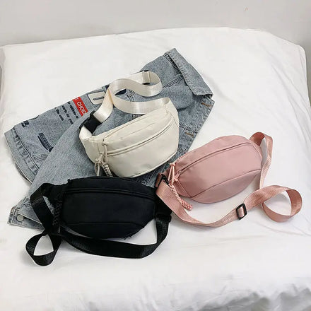 DICHOS Canvas Casual Bag Women's New Fashion Messenger Bag Summer Sports Chest Bag Crowd with Fanny Pack