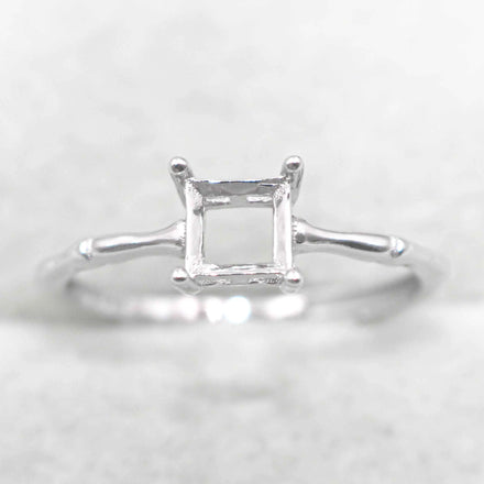 Sterling Silver 5*5/6*6/8*8mm Semi Mount Ring Square Shape Empty Frame Blank Setting Base Without Center Stone for Inlay DIY