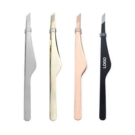 Wholesale Custom logo Stainless Steel Eyelash Extension Tweezers Colorful Eyebrow Shape Tweezers