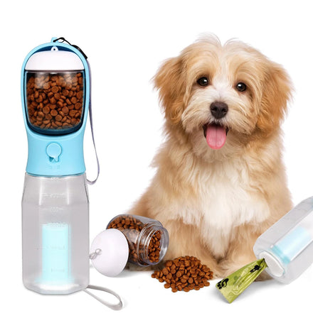 600ml Pet Feeder & Water Bottle with Food Container Water Dispenser Portable 3 in 1 Dog Pet Water Bottles