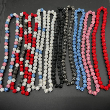 Rhinestone Baseball Inspired Alloy Beaded Necklace Discoball Necklace Jewelry for Baseball Team Lovers