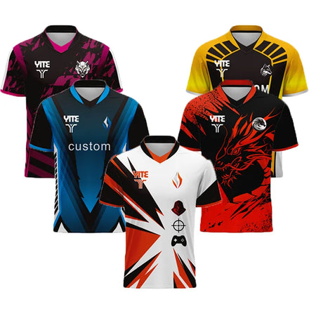 Top-Rated Custom Gaming Uniforms Manufacturer-Personalized Logo Breathable Eco-Friendly Quick-Dry Men's Esports Jerseys