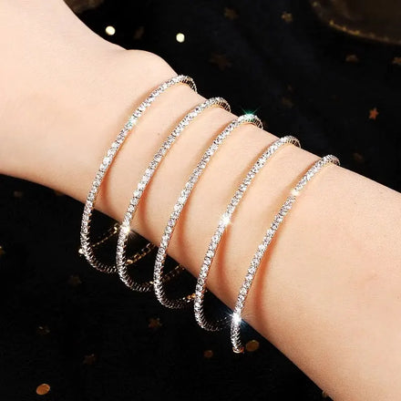 Bling Bling Iced Out Chain Crystal Wedding Chain Bracelet Adjustable Multi Layered Women Gold Silver Color Tennis Bracelet