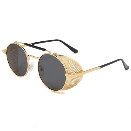 Trendy New Feihong FH5066247 Steampunk Metal Sunglasses Unisex Creative Punk UV400 Acrylic Lenses Side Mesh Vantage Eyewear