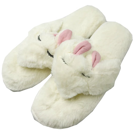 Adorable Rabbit Design Indoor for Slippers for Women Cute Open Toe Flipflops with Cushioning for Winter Fur Style