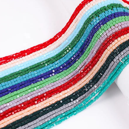Factory Sell  Cheap 2mm3mm 4mm Opaque Color Glass Cube Beads Colorful Crystal square Beads for Diy Jewelry Making