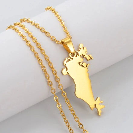 Factory Stainless Steel the Kingdom of Bahrain Country Map Chain Necklace 18K Gold Plated Bahrain National Flag Pendant Necklace