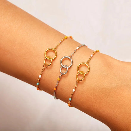 Trendy Circle Drop Oil Chain Bracelet Jewelry S925 Silver Interlocking Bracelet for Women and Girls