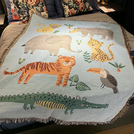 Wholesale Customized Design Knitted Bed Soft Cotton Polyester Blanket Tapestry//