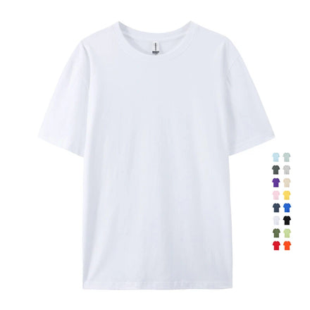 Solid 3D Embroidery High Quality 100% Cotton White T-Shirt Formal Unisex Plain T-Shirts for Men Screen Printing Customization