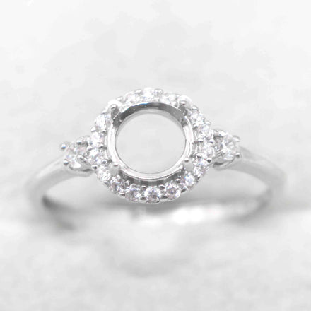 Sterling Silver 5mm/6mm/7mm Semi Mount Ring Frame Empty Blank Support Claws Setting S925 Base Without Center Stone for Inlay DIY