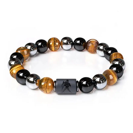 Minimalist 12 Star Sign Gemstone Bracelet Adjustable Black Obsidian Tiger Eye and Pearl Good Luck Fashion Jewelry Bangles