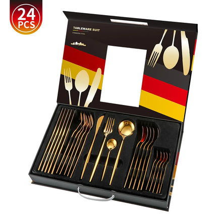 Stainless Steel Cubiertos Faqueiro De Inox Metal Spoon Sets Matte Wedding Gold Cutlery Set Golden Plated Silverware Talheres