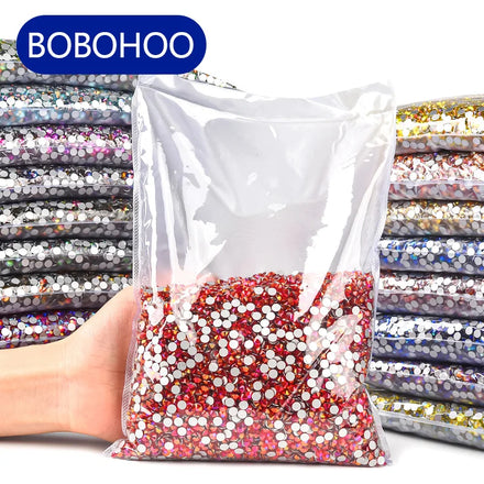 BOBOHOO Hot Sale 100 Gross Magenta Light Glass Beads Diamond Stone Crystal Non Hot Fix Rhinestones for Skirt Jeans Sweatpants