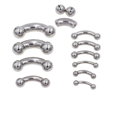 High Polished ASTM F136 Titanium Barbell Big Size Internal Thread Curved Barbell With Steel Balls Nose Ring Piercing Jewelry