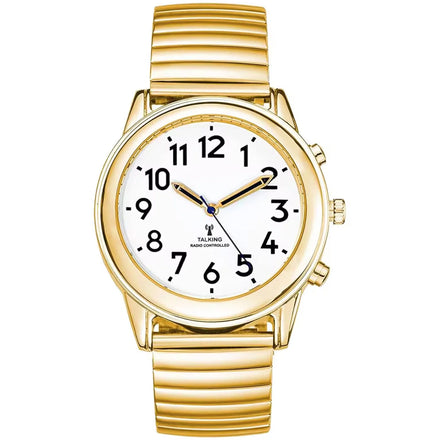 Spanish English Luxury Gold Talking Watch With Time Date and Loud Alarm for the Visually Impaired and Elderly