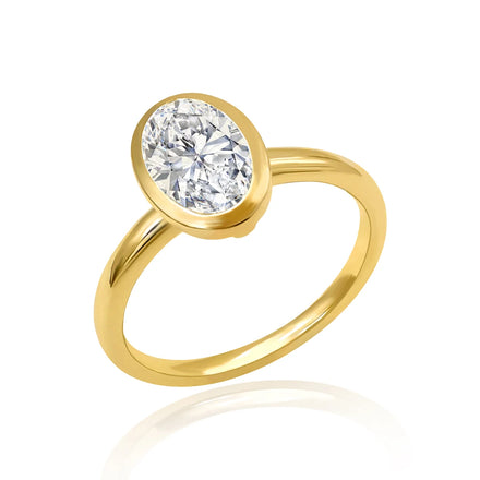 Fine Jewelry Certificated D/VVS Moissanite with 1.5ct Oval Cut 14k Real Gold Ring OEM ODM AU585