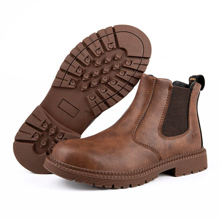 AMAWEI Men Steel Toe Safety Boots Anti-Puncture Waterproof Work Boots 815