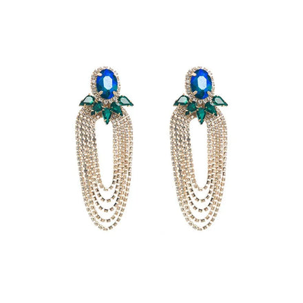 Fashion Latest Earrings Party Super Flash Claw Chain Alloy Rhinestone Tassel Elegant Luxury Women's Beautiful Jewelry