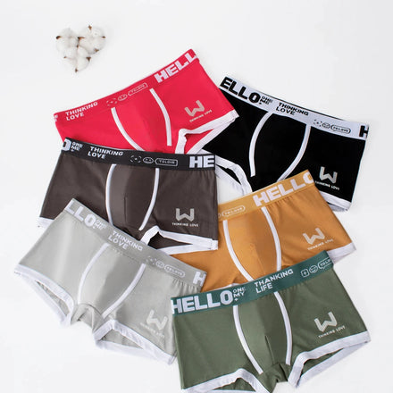 New Men's Cotton Spandex XXL Mid-Rise Boxer Briefs Breathable Comfortable Anti-Bacterial Seamless Knitted Waist 4 Seasons