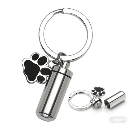 Custom Waterproof Cremation Pet Urn Key Chains for Dogs Ashes Stainless Steel Cylinder Cat Dog Urn Cremation Keepsake Memorial