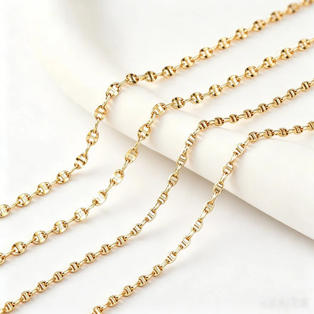 Custom Au750 18K Gold Plated Pig Nose Chain Saudi Necklace Bag Packaging Anchor Link Chain Pendant Men Women
