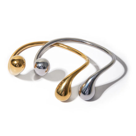 J&D Minimalist Stainless Steel 18K Gold Plated Cuff Bracelet Pour Femme Asymmetric Open Bracelet Bangles