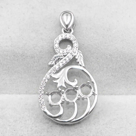 Semi Mount 4*4mm Sterling Silver Pendant Empty Frame Blank Support Setting S925 Base Holder Without Center Stone for DIY Inlay