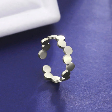 Solid Small Round Rings Pieces Open Adjustable Ring Minimalism Irregularly Arranged Geometry Jewelry Gift for Girlfriend Daily