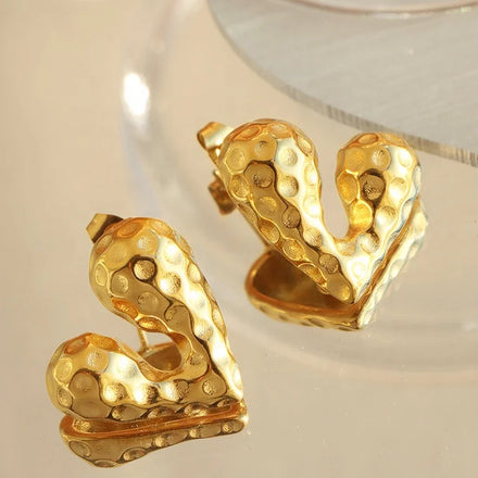 Vintage Jewelry Earrings Custom18K Gold Stainless Steel Personalized Liquid Love Heart Shaped Earrings for Valentine Gift