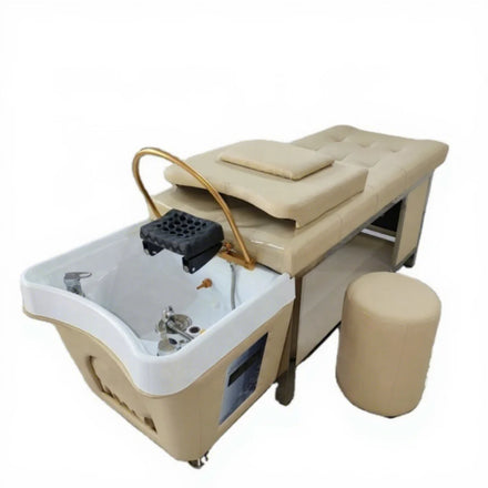 KISEN Hot Sale Luxury Shampoo Bed Chair Bowl Back Washing Hair Bed With Head Therapy Thai Massage Hair Salon for Barber Shop