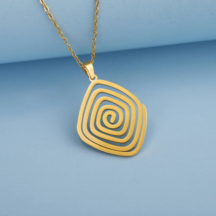 Spiral Swirl Pendant Necklace Stainless Steel Gold Color Neck Chains Choker Fashion Geometric Jewelry Gift for Women