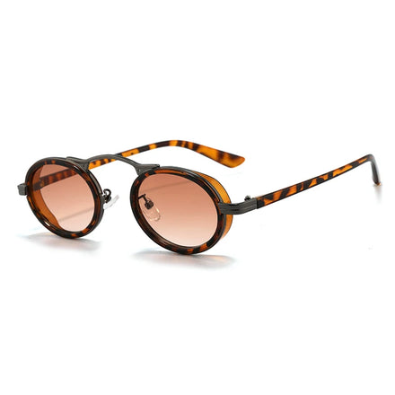 Vintage Retro Women's Sunglasses Small Oval Shade Fashionable Metal Gray Blue Yellow Tea Acrylic Eyewear Small Oval Shade Metal