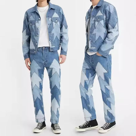 New Design Your Own Tracksuit Spring Collection Custom Denim Tracksuit Clothing Men's Two Piece Sets