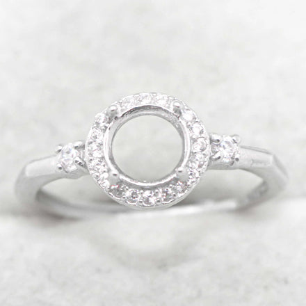 Sterling Silver 5mm/6mm/8mm Semi Mount Ring Frame Empty Blank Support Claws Setting S925 Base Without Center Stone for Inlay DIY