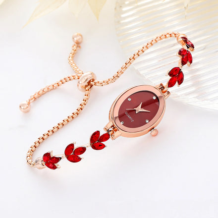 Hot Selling Oval Diamond Women Watches for Girl Student Bracelet Jewelry Wristwatch Small Cute Beautiful Ladies Watch for Gift
