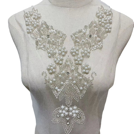 Sustainable Eco-Friendly Polyester DC4 Wedding Dance Dress Accessories Hand Embroidered Lace Collar Flower Beads Pearl