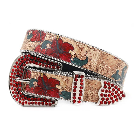 Factory Sale High Quality Western Cowboy Cowgirl PU Leather Alloy Buckle Rhinestone Crystal Belt