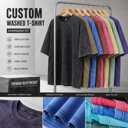 MOQ 1PCS Blank 100 Cotton 250Gsm Drop Shoulder Oversized Heavyweight T Shirt Vintage Custom Logo Print Acid Wash Top