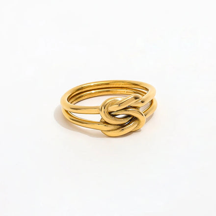 Fenny 18K Gold Plated Waterproof Fashion Classic Knotted Double Circle Cross Ring Stainless Steel Wholesale Jewelry Form Women