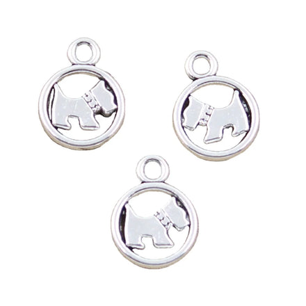 Charms Circle Scotty Dog 19x15mm Handmade Making FitVintage Tibetan Silver Color PendantsDIY for Bracelet Necklace