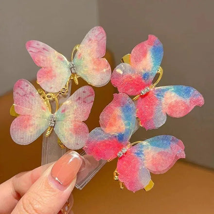 New Children's Butterfly ABS Recyclable Three-dimensional Gradient Hair Clip Headdress with Rings