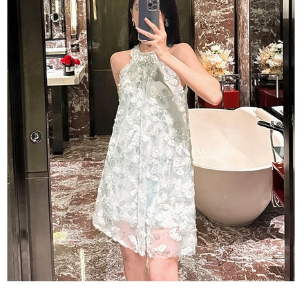 Summer New Heavy Industry Sling Floor-Length Zippers A-Line Candy-Colored Eco-Friendly Loose Style Sleeveless Party Banquet