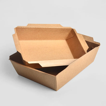 SenAng Eco-friendly Disposable Rectangle Take Away Box Kraft Paper Sushi Noodle Lunch Bento Salad Packaging Transparent PET Lid