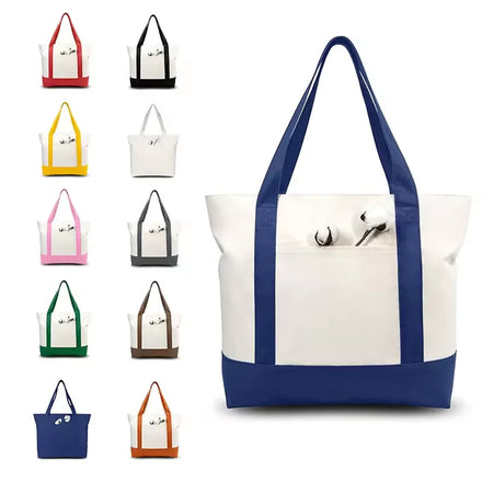 Woman's Grocery Canvas Fabric Bag Large Tote Custom Design Logo Shoulder High Capacity Pack Stylish Canvas Tote Bag