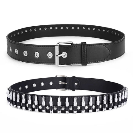 Men's Vintage Punk Style Studded Bullet Belt with Alloy for Buckle Personalized 3.8cm Width Fashion Decoration