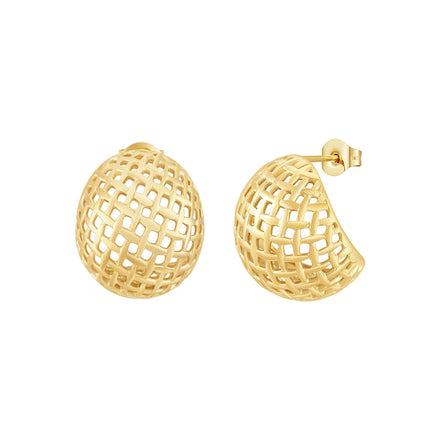 PVD 18K Gold Plated Stainless Steel Jewelry Semicircle Hollow Weave Ear Stud Trendy for Women Gifts Earrings E231523