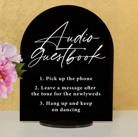 Arch Shape Audio Guestbook Sign Phone Guest Book Frosted Acrylic Wedding Signage Leave a Message Wedding Sign