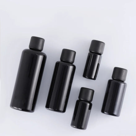 FOCSTAR Black Color Refillable Glass Essential Oil Bottles 10ml 15ml 30ml 50ml 100ml 200ml for Mascara Cosmetic Porcelain