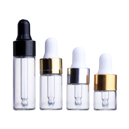 Wholesale 5ML Dropper Vial Glass Bottle Portable Sample Empty Clear Amber Essential Oil Skin Care 2ml 3ml Cosmetic Packaging